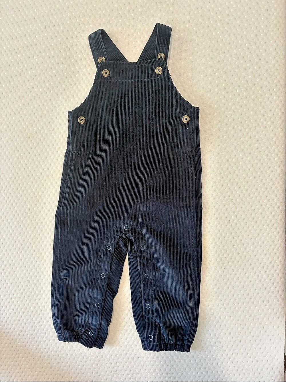 Kids Black Corduroy Overalls